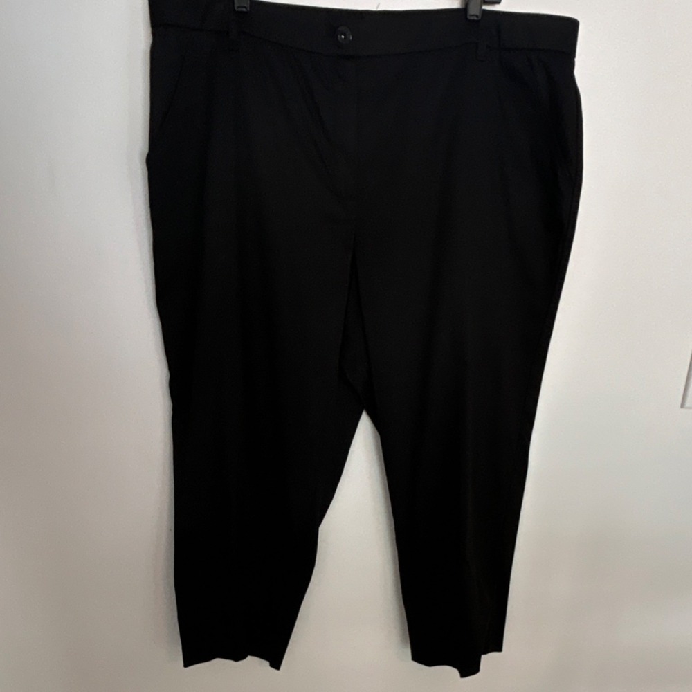 Zac & Rachel‎ Dress Pants Black Cotton Spandex Solid Pleated Pockets Zip 22W